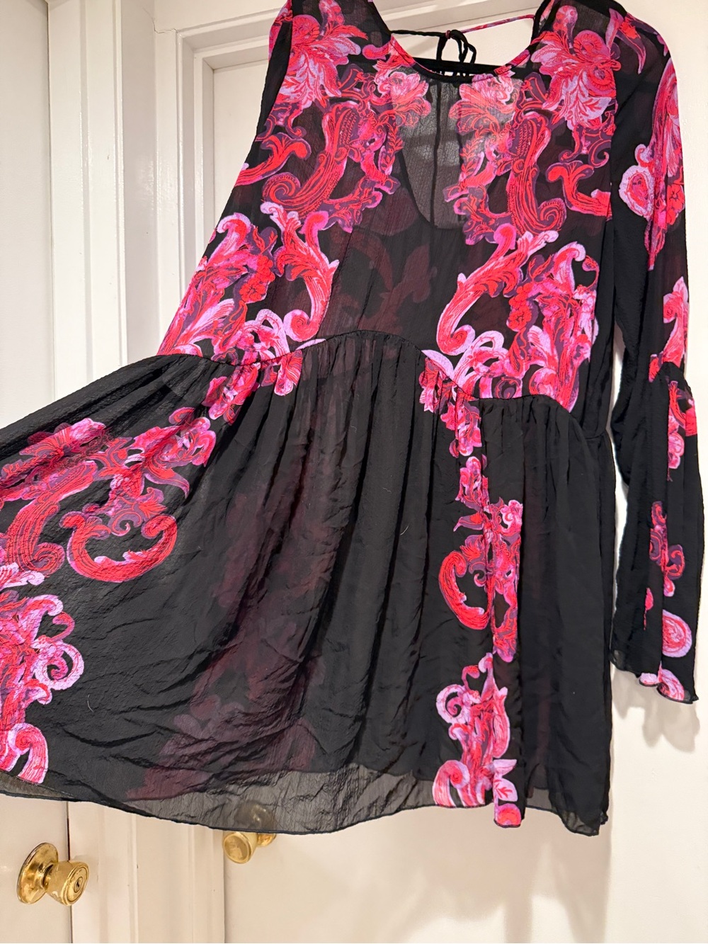 Intimately Free People Women's Floral Symphony Bell Sleeve Clip Tunic Dress - Picture 6 of 8